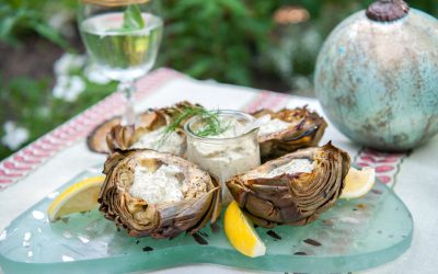 Grilled Artichokes with Lemon Herb Aioli
