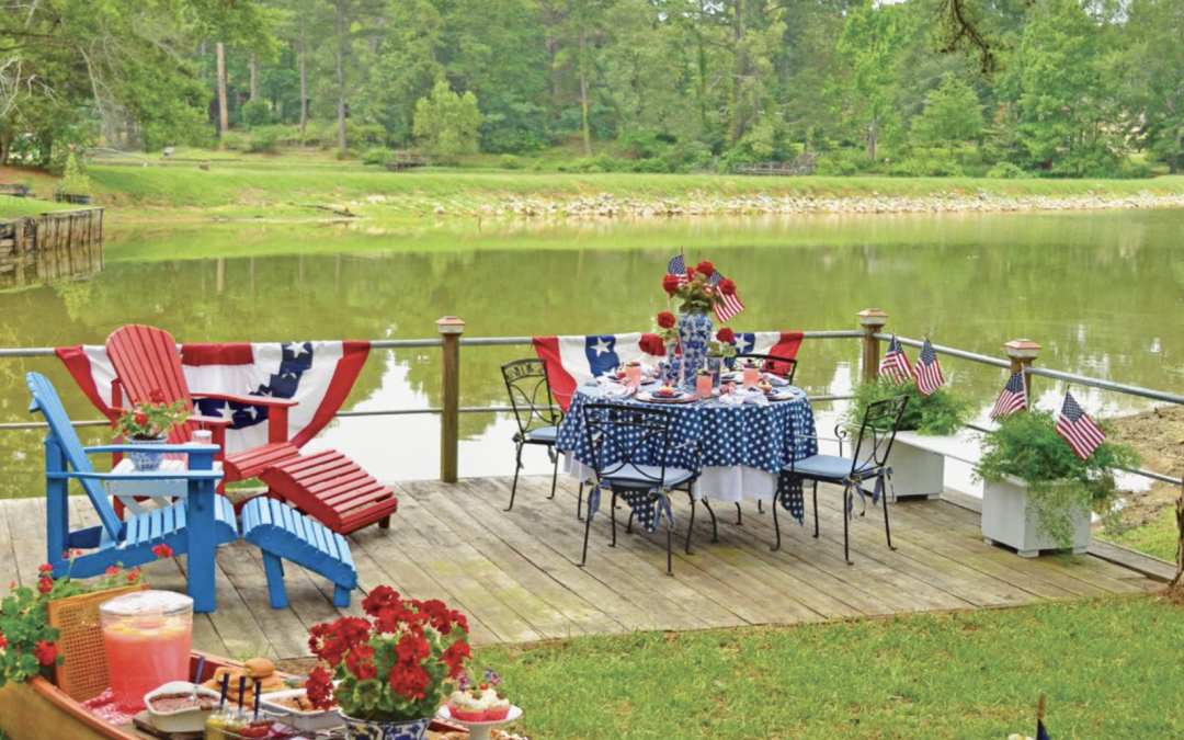RED, WHITE AND BLUE PICNIC AT THE LAKE