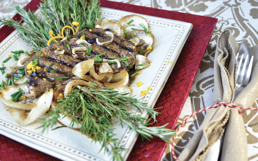 STEAK WITH ROSEMARY AND GRILLED ONION