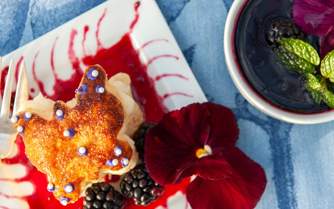 PHYLLO BUTTERFLIES WITH SWEET MASCARPONE AND BLACKBERRY SAUCE