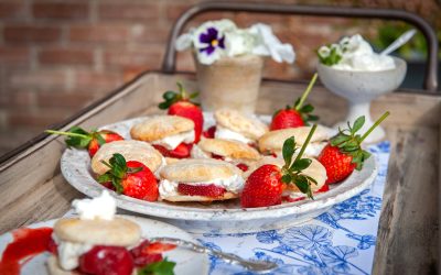 STRAWBERRY SHORTCAKES WITH HONEYSUCKLE CREAM